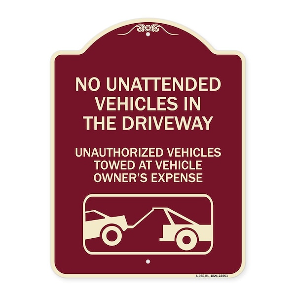 Signmission No Unattended Vehicles in the Driveway Unauthorized Vehicles Towed at Vehicle Owners, BU-1824-23553 A-DES-BU-1824-23553 - main